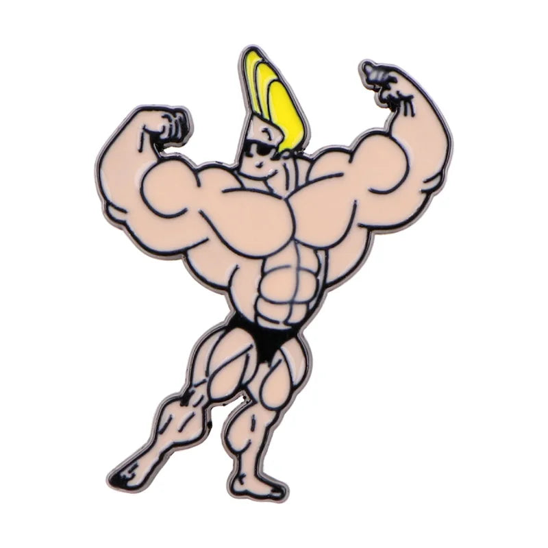 johnny bravo muscular enamel pin