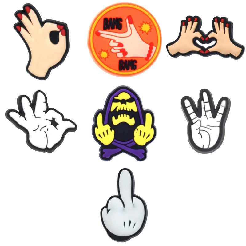 Hand Gestures Middle Finger  Heart OK Croc Charms