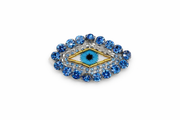 Hand-Sewn Beaded Evil Eye Brooch Blue Petit Détail Lebanon