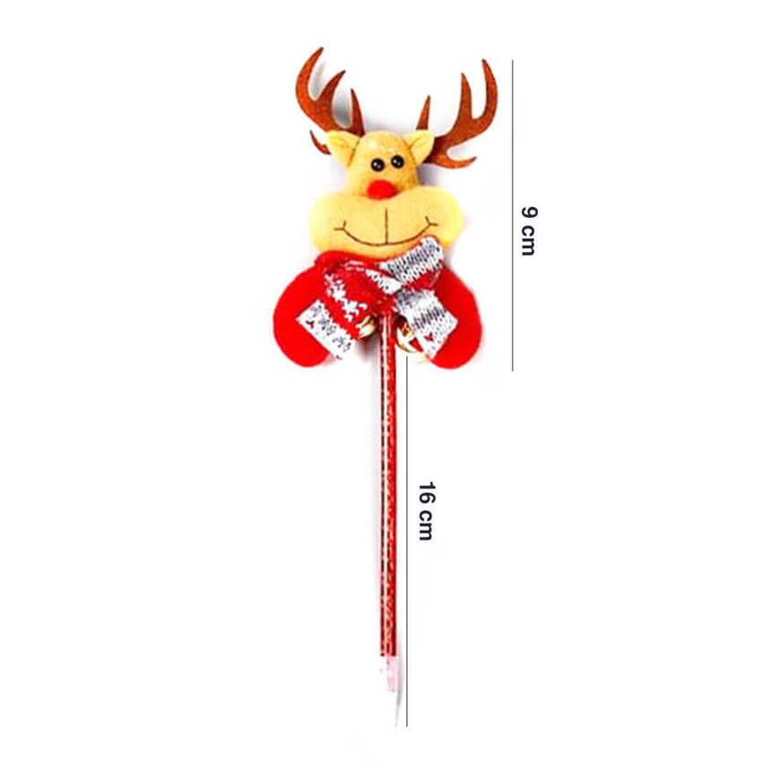 Handmade Christmas pens with felt deer character, dimesnions