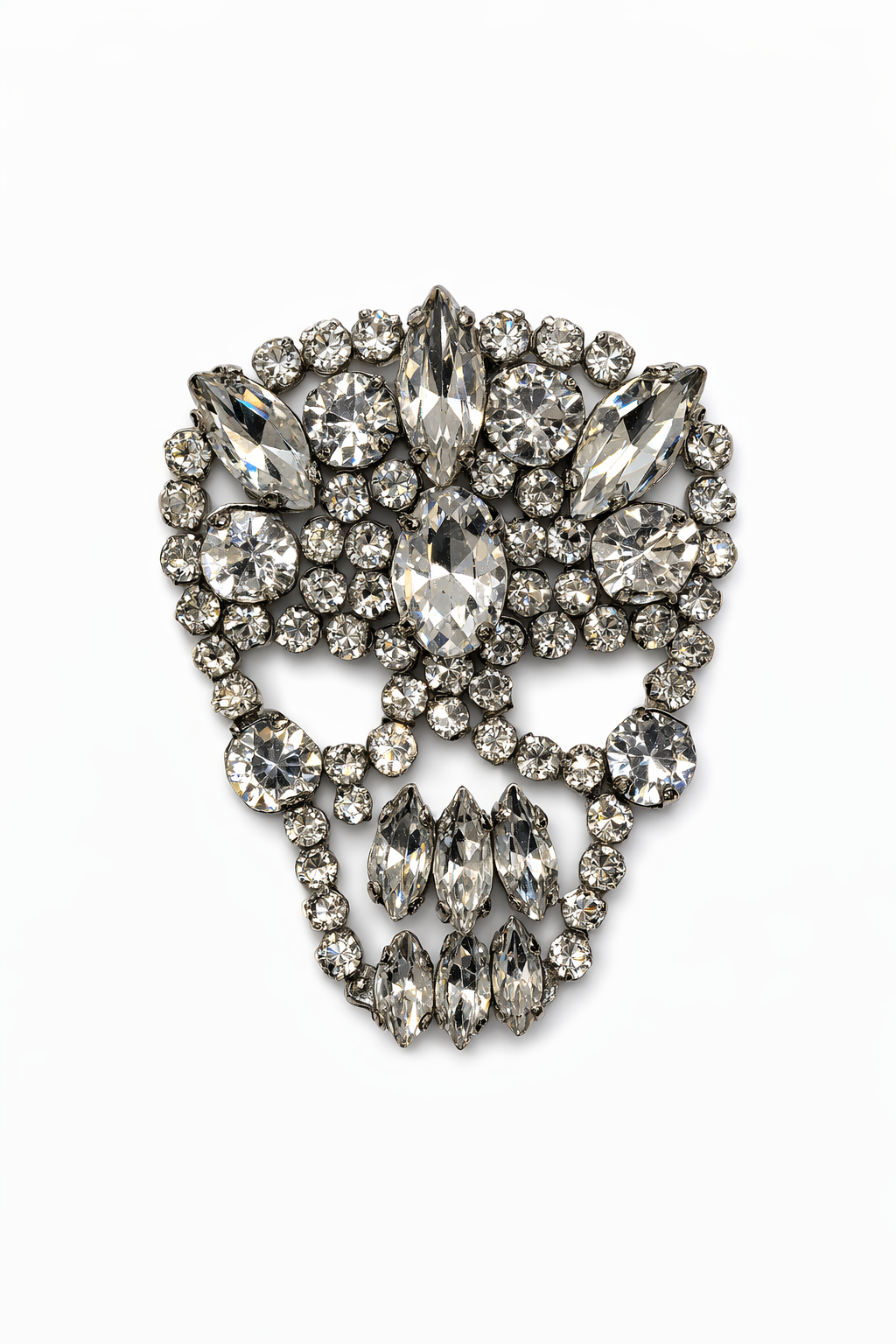 Handmade Crystal Skull Brooch Silver Petit Détail Lebanon