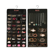 Hanging jewelry organizer with 48 pockets and necklace holders
