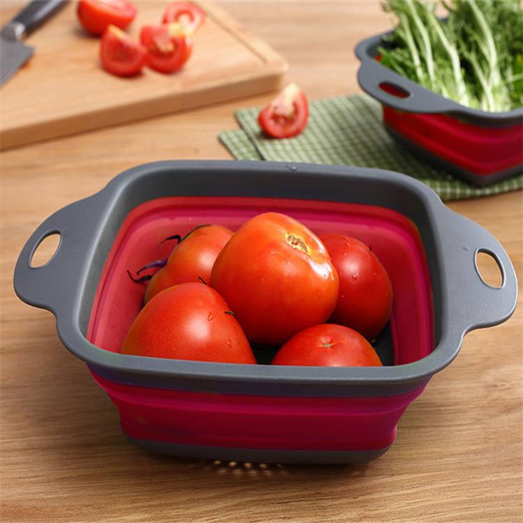 Collapsible Silicone Drainer Basket Set of 2 Pieces - (18 & 21 cm)