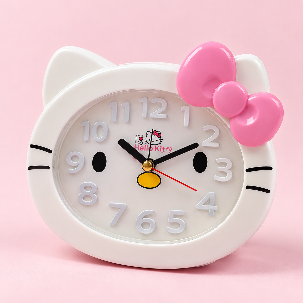 Hello Kitty face shaped clock angled product view