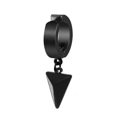 Dangling Black Pyramid Clip On Earring