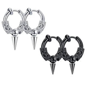 Black and Silver Single SPike Clip on Gothic Earring