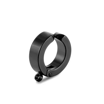 Stainless Steel Black Clip On Earring Circle Loop