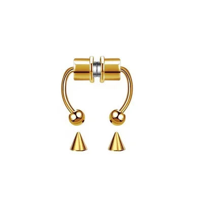 Golden Magnetic Nose Clip On Ring