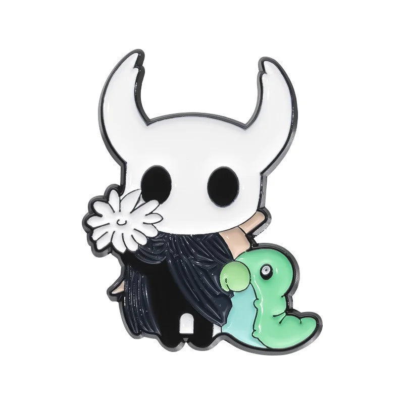 The Knight from Hollow Knight with Grub Enamel Pin