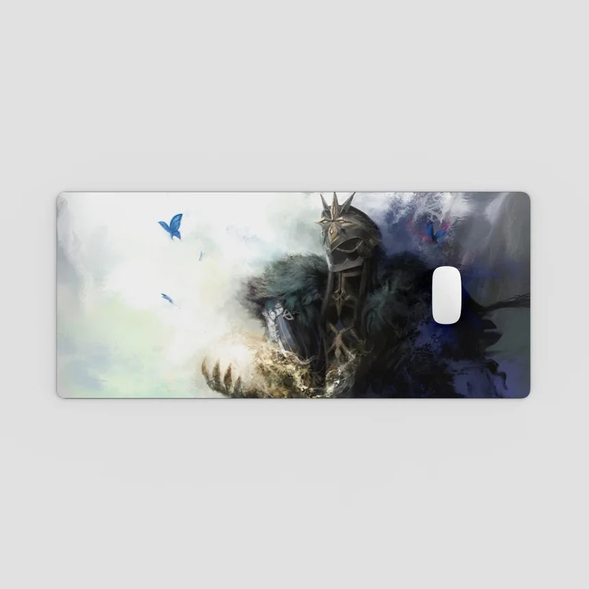 Phone case with fantasy design featuring a dragon and butterflies on a light gray background