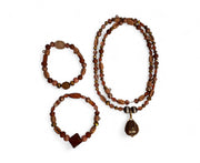 Artizana Bronze and Red Handmade Necklace Bracelet Set