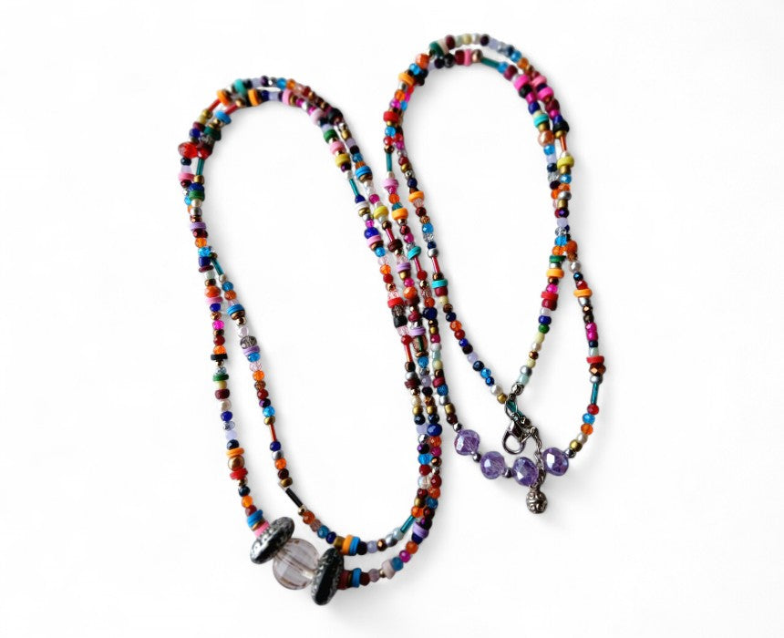 Tiny Neck Two Handmade Crystal Necklace Set