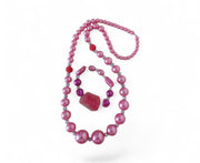Pink Pearl Necklace and Bracelet Set