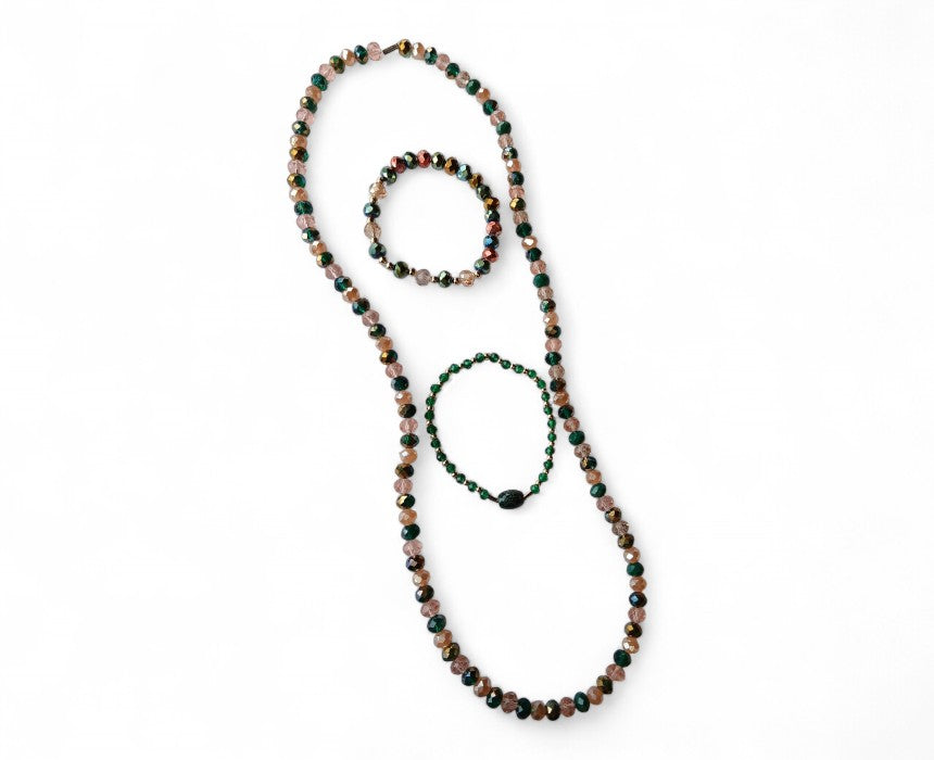 B.G.Crystals Jewelry Set Necklace and Two Bracelets