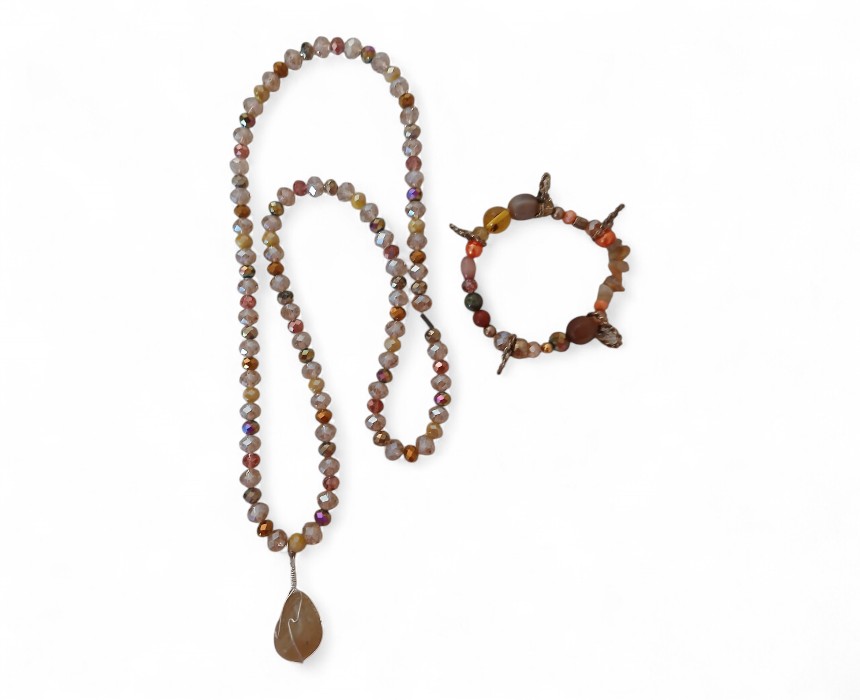 Colored Crystal Handmade Necklace BRacelet Set