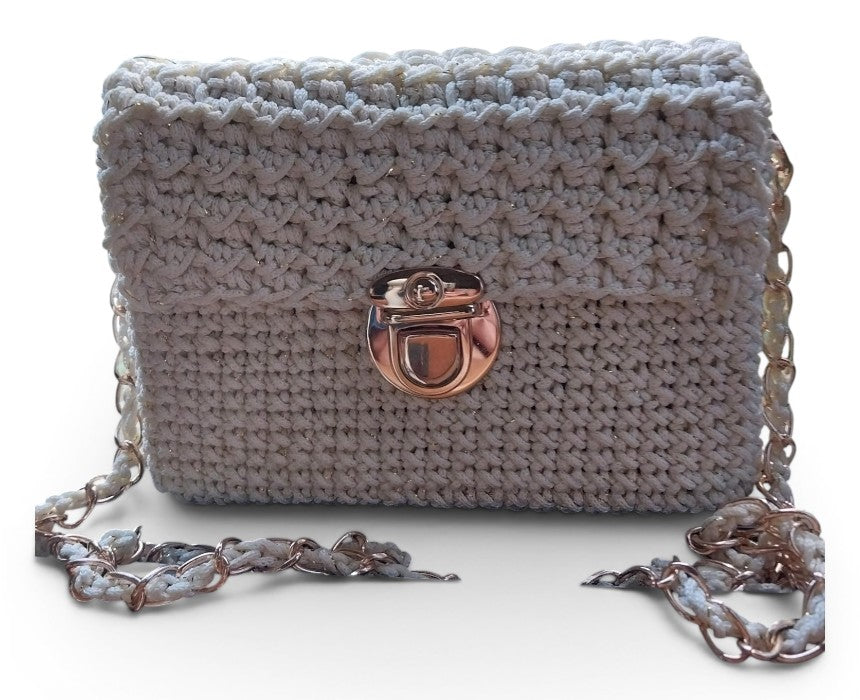 Cream Golden Mini Cross Body Shoulder Bag