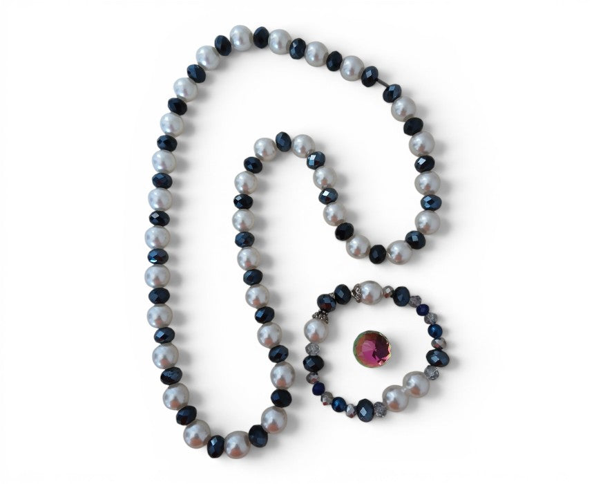 N.B.P.S. Women's Handmade Pearl Necklace Bracelet Set
