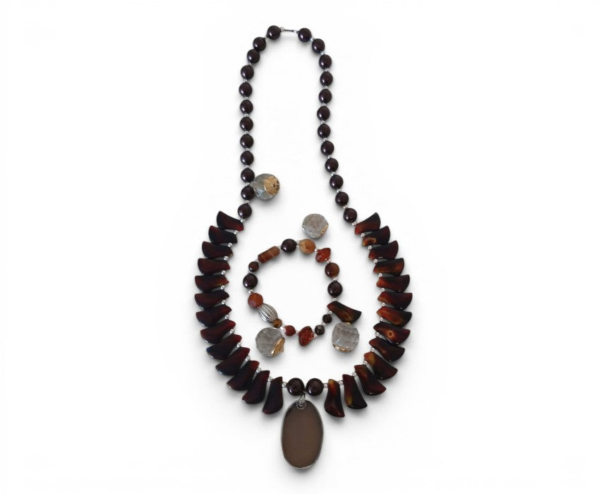 Brown Artizana Women's Handmade Necklace Bracelet Set
