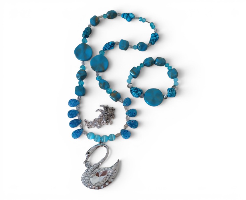 Silver Duck Handmade Necklace Bracelet Set