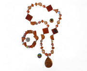 Orange Shell Necklace Bracelet Set