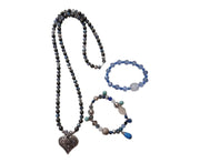 Hematite Heart Necklace And Bracelet Set