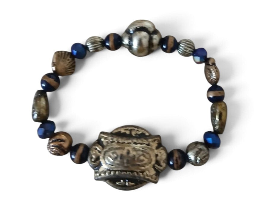 Artizana Navy Blue and Bronze Handmade Bracelet