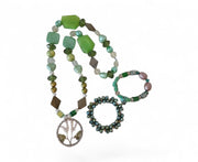 The Circular Green Tree Handmade Necklace Bracelet Set