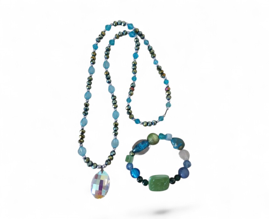 The Crystal Pendant Handmade Necklace Bracelet Set