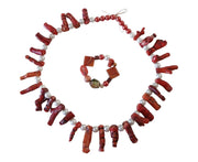 Handmade Garnet Pearl Necklace And Bracelet Set