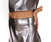 Metallic Mini Skirt Silver