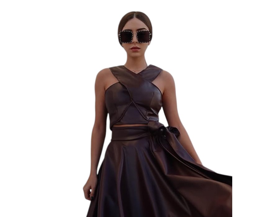 Cross Front Crop Top Plum