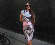 Metallic Crop Top Silver