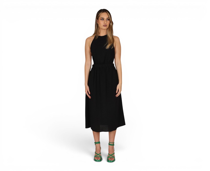 Linen Viscose Midi Dress