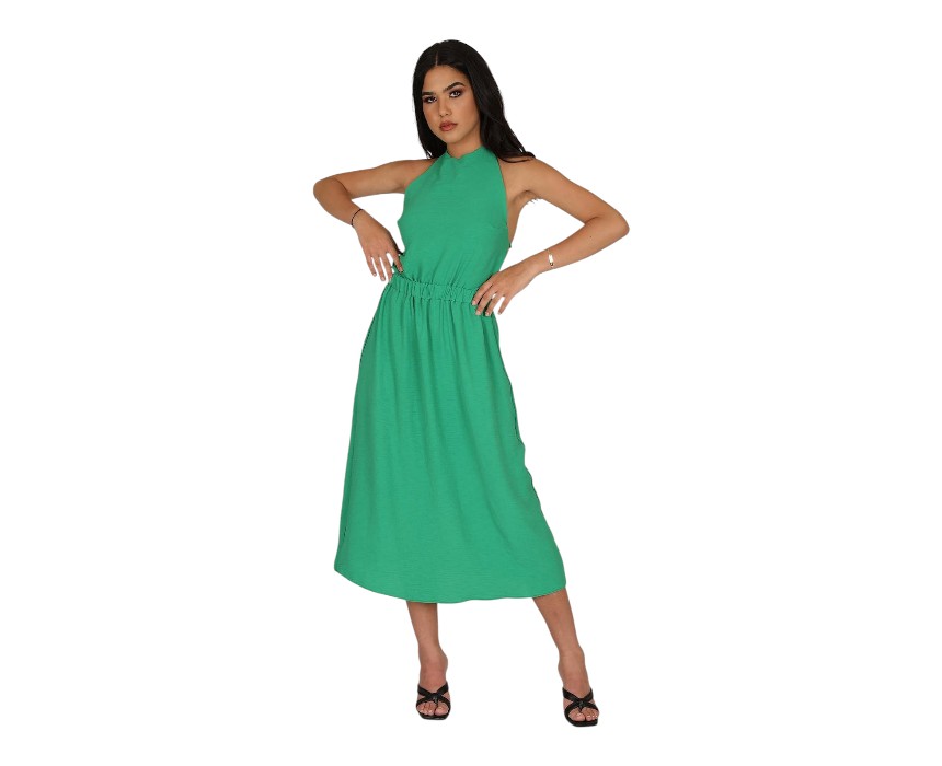 Linen Viscose Midi Dress
