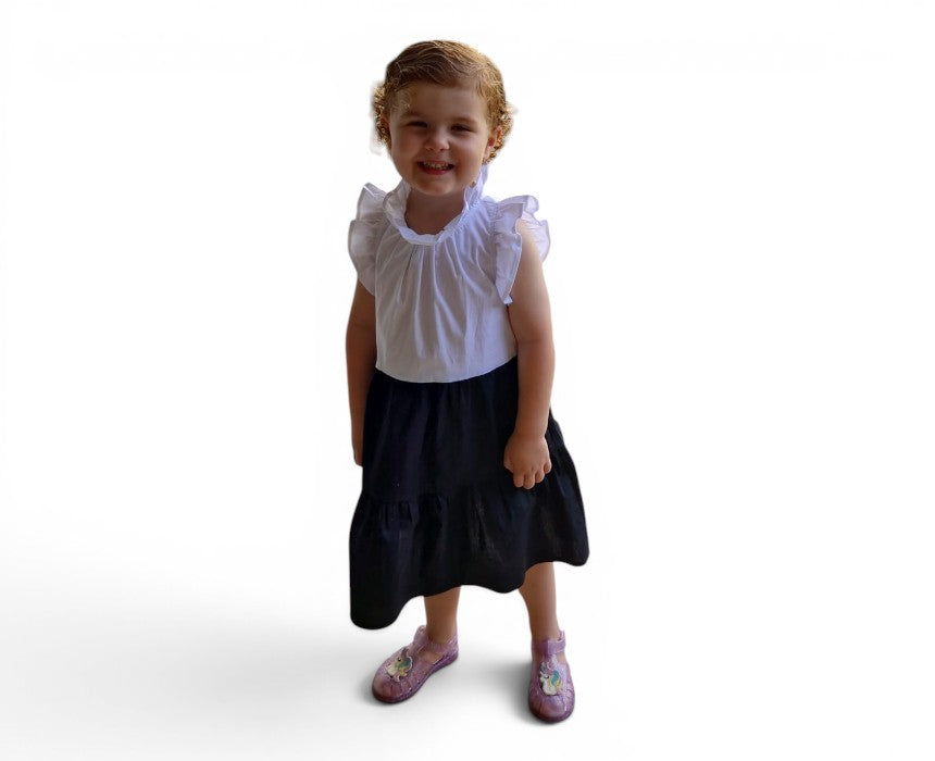 Kids Dress - Pierro Black & White Handmade Dress