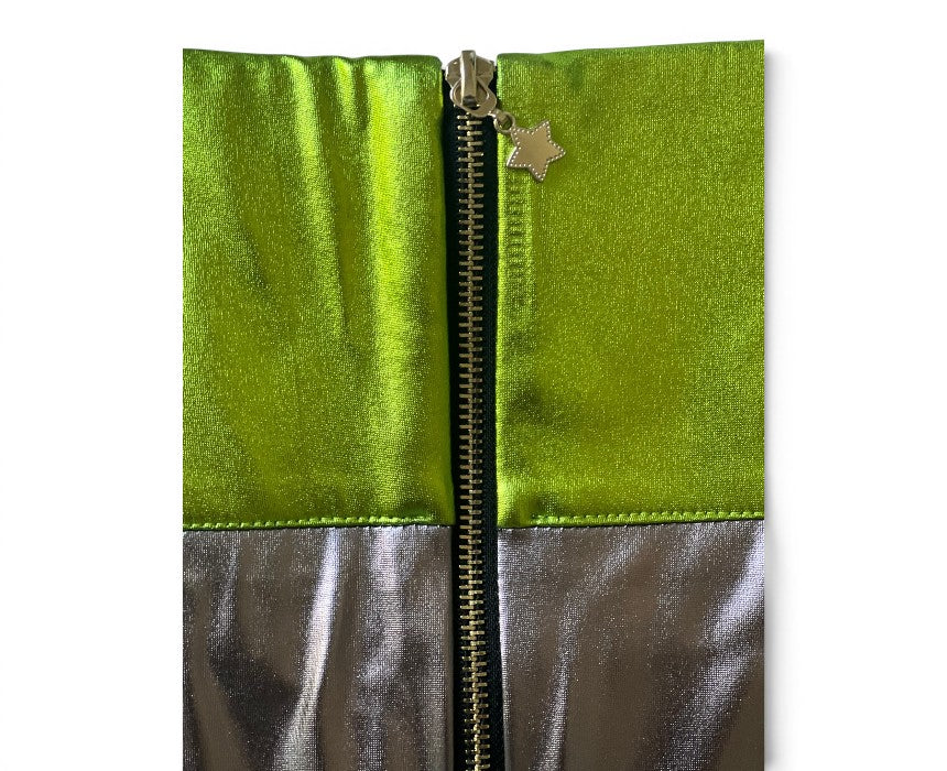 Metallic Mini Skirt Electric Lime