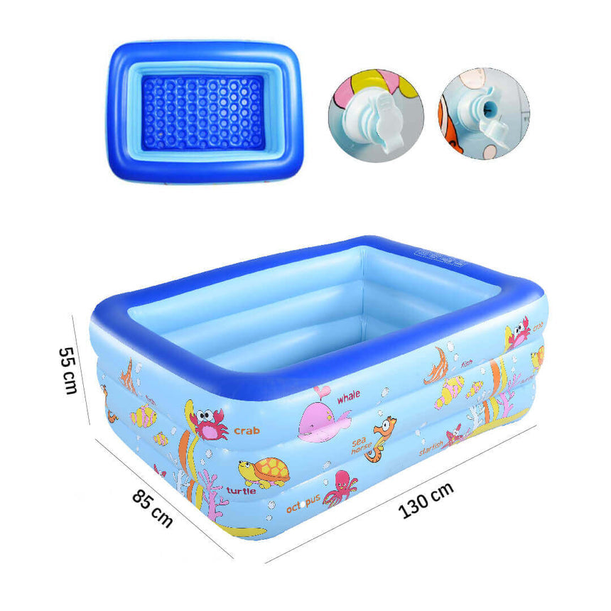 Inflatable Kids Swimming Pool – Durable Outdoor Pool in 3 Sizes 130 cm