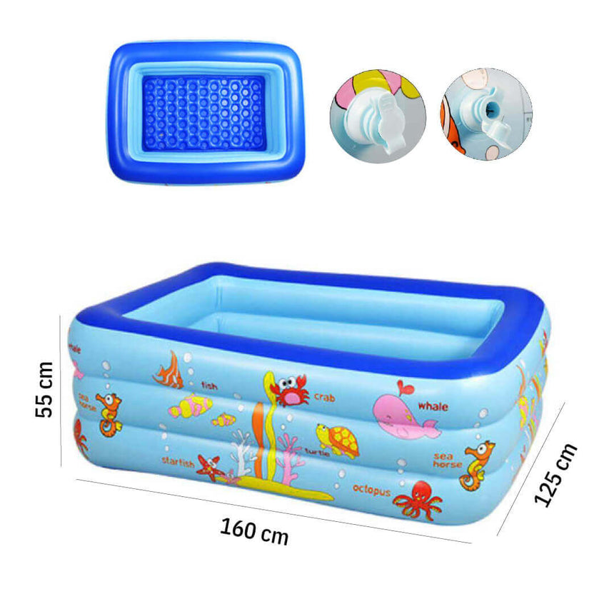 Inflatable Kids Swimming Pool – Durable Outdoor Pool in 3 Sizes 160 cm