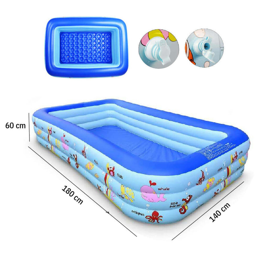 Inflatable Kids Swimming Pool – Durable Outdoor Pool in 3 Sizes 180 cm