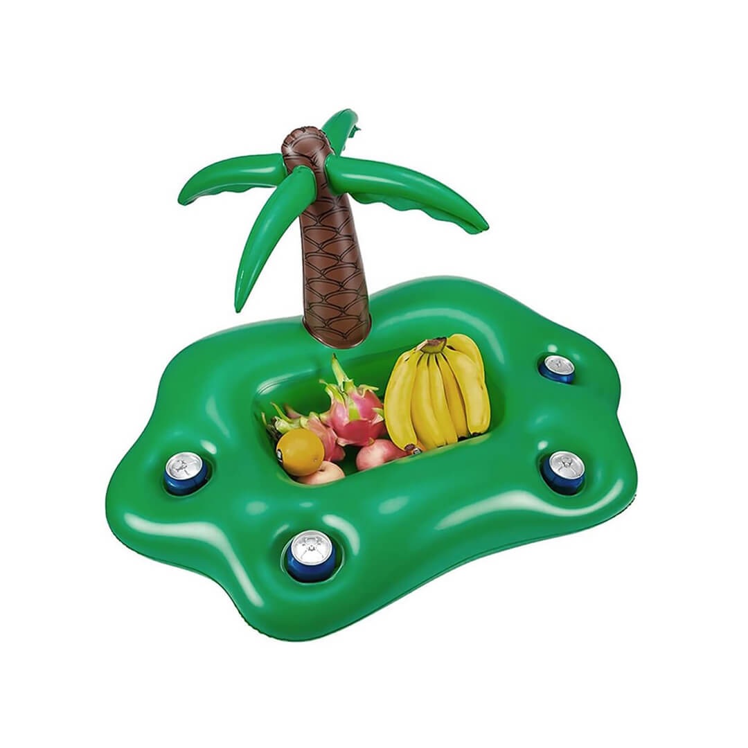 Inflatable Palm Tree Floating Tray – Food & Cup Holder for Pool Green