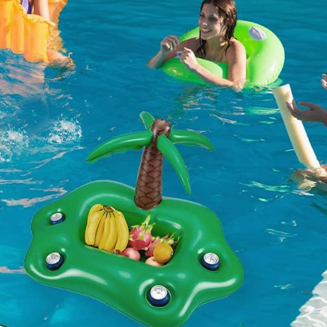 Inflatable Palm Tree Floating Tray – Food & Cup Holder for Pool
