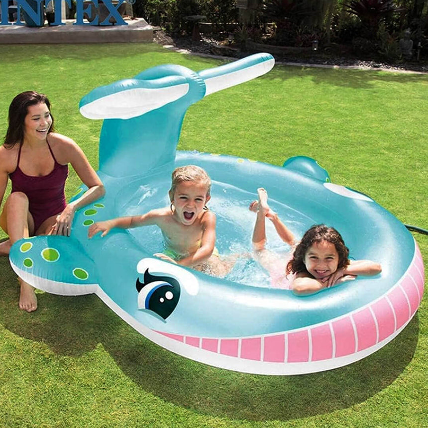 INTEX Whale Inflatable Kids Pool with Built-In Sprayer