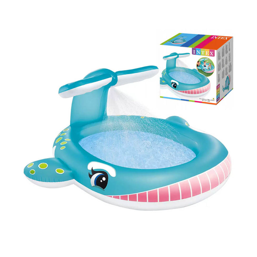 INTEX Whale Inflatable Kids Pool with Built-In Sprayer