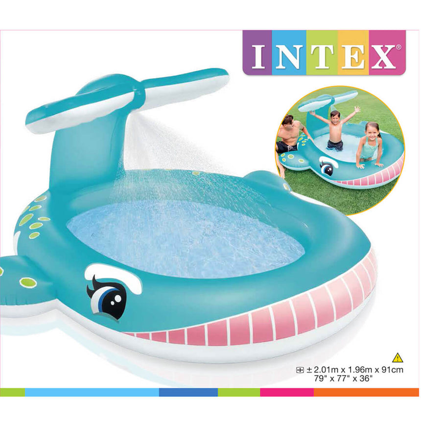 INTEX Whale Inflatable Kids Pool with Built-In Sprayer