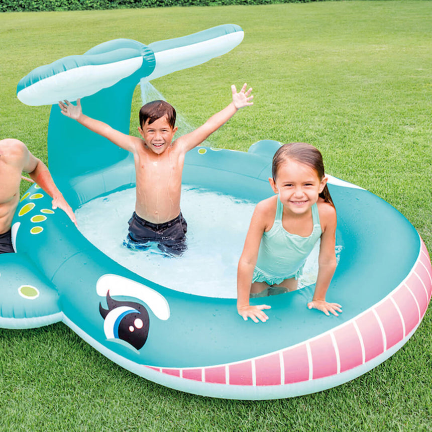 INTEX Whale Inflatable Kids Pool with Built-In Sprayer