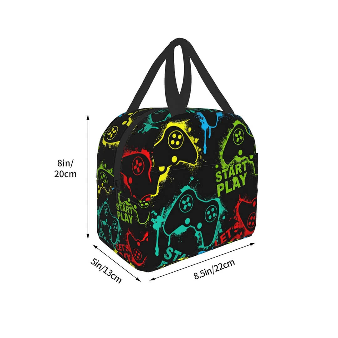 Insulated school polyester PlayStation lunch bag with durable handles
