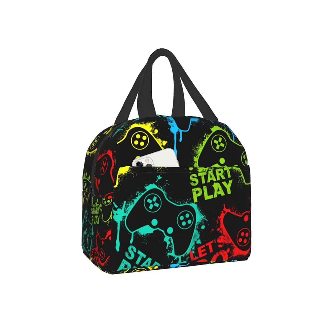 Kids insulated lunch bag with gaming controller design