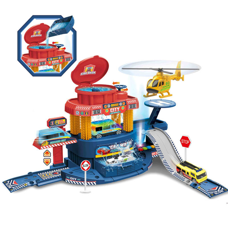 Interactive Color Changing Blue City Car Wash Set