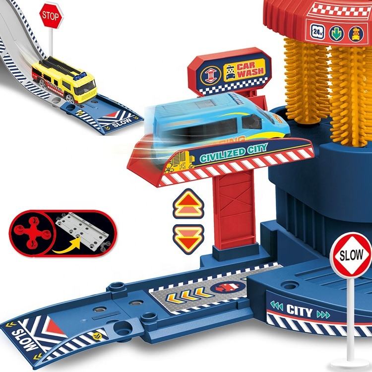 Interactive Color Changing Blue City Car Wash Set