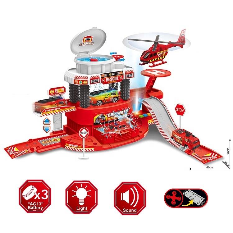 Interactive Color Changing Fire Car Wash Set